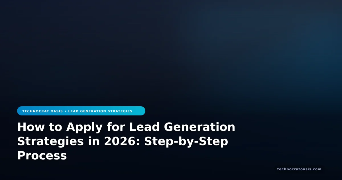How to Apply for Lead Generation Strategies in 2026: Step-by-Step Process