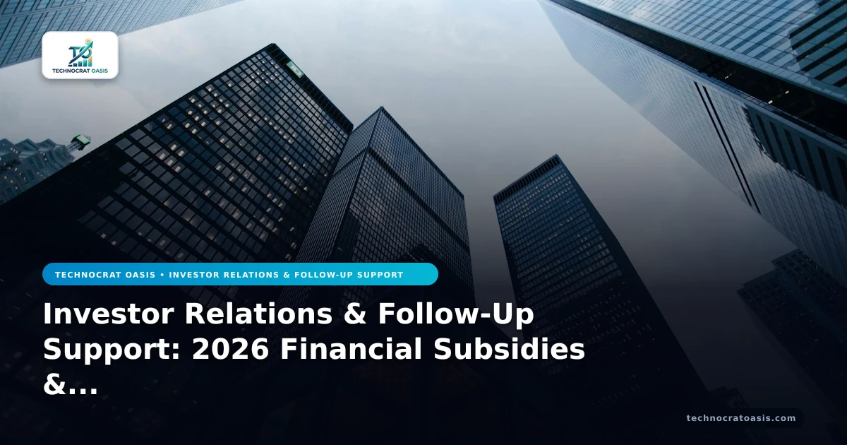 Investor Relations & Follow-Up Support: 2026 Financial Subsidies & ROI