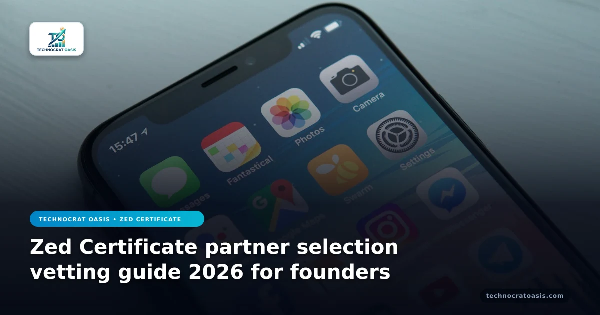 Zed Certificate partner selection vetting guide 2026 for founders